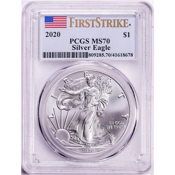 2020 $1 American Silver Eagle Coin PCGS MS70 First Strike