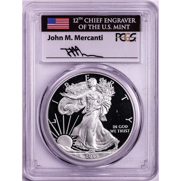 2013-W $1 Proof American Silver Eagle Coin PCGS PR70DCAM Mercanti Signature