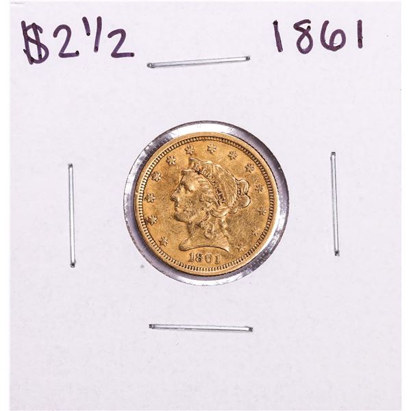 1861 New Reverse $2 1/2 Liberty Head Quarter Eagle Gold Coin