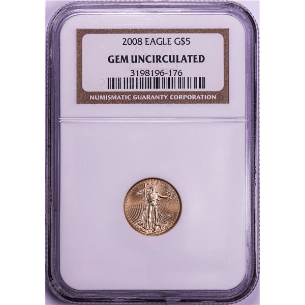 2008 $5 American Gold Eagle Coin NGC Gem Uncirculated