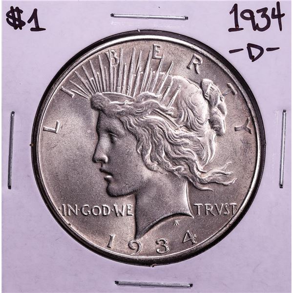 1934-D $1 Peace Silver Dollar Coin