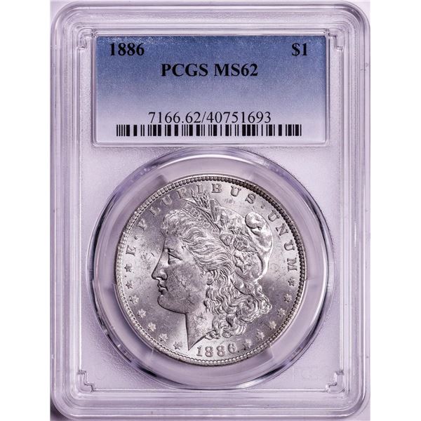 1886 $1 Morgan Silver Dollar Coin PCGS MS62