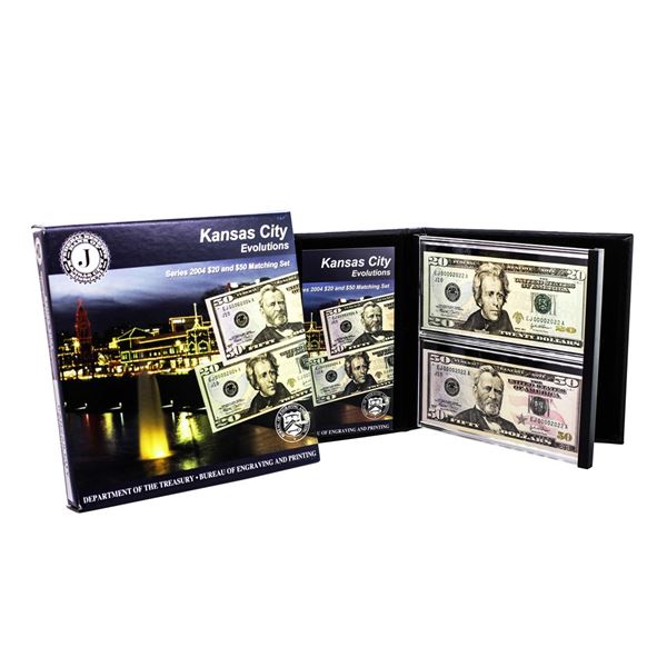 Evolutions Series 2004 $20 & $50 Federal Reserve Note Kansas City Matching Serial #'s