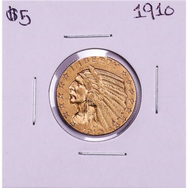 1910 $5 Indian Head Half Eagle Gold Coin