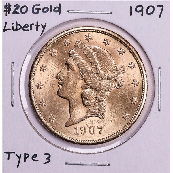 1907 $20 Liberty Head Double Eagle Gold Coin