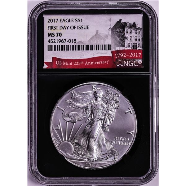 2017 $1 American Silver Eagle Coin NGC MS70 First Day Of Issue