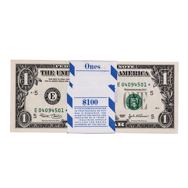 Pack of (100) Consecutive 2003 $1 Federal Reserve STAR Notes Richmond