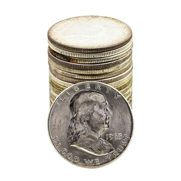 Roll of (20) Brilliant Uncirculated 1963 Franklin Half Dollar Coins
