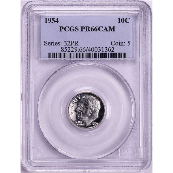 1954 Proof Roosevelt Dime Coin PCGS PR66CAM