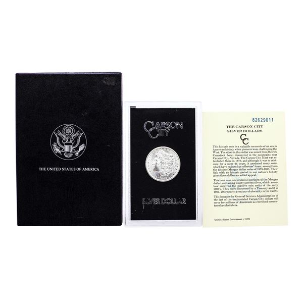 1882-CC $1 Morgan Silver Dollar Coin GSA Hoard with Box & COA