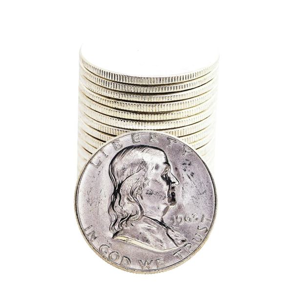 Roll of (20) Brilliant Uncirculated 1963 Franklin Half Dollar Coins