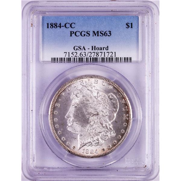 1884-CC $1 Morgan Silver Dollar Coin GSA Hoard PCGS MS63
