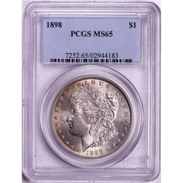 1898 $1 Morgan Silver Dollar Coin PCGS MS65