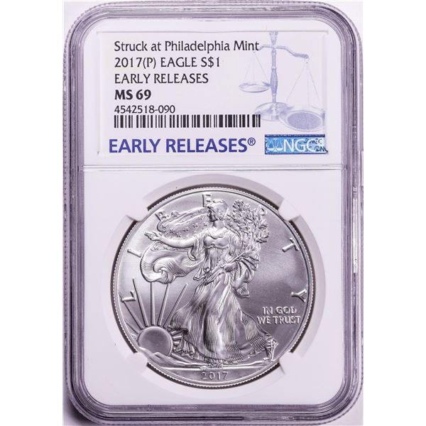 2017(P) $1 American Silver Eagle Coin NGC MS69 Early Release Philadelphia Emergency
