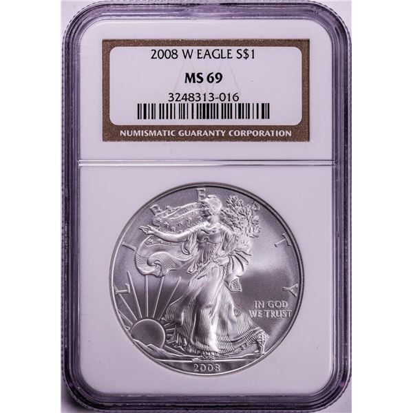 2008-W $1 Burnished American Silver Eagle Coin NGC MS69