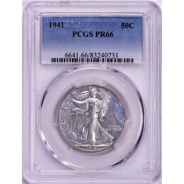 1941 Proof Walking Liberty Half Dollar Coin PCGS PR66