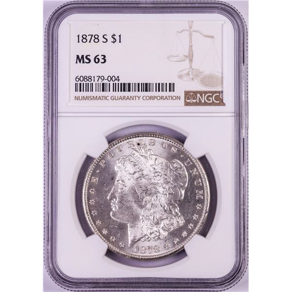 1878-S $1 Morgan Silver Dollar Coin NGC MS63