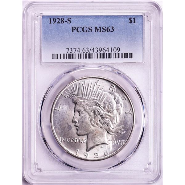 1928-S $1 Peace Silver Dollar Coin PCGS MS63