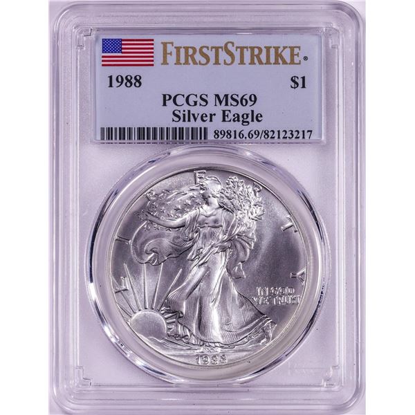 1988 $1 American Silver Eagle Coin PCGS MS69 First Strike