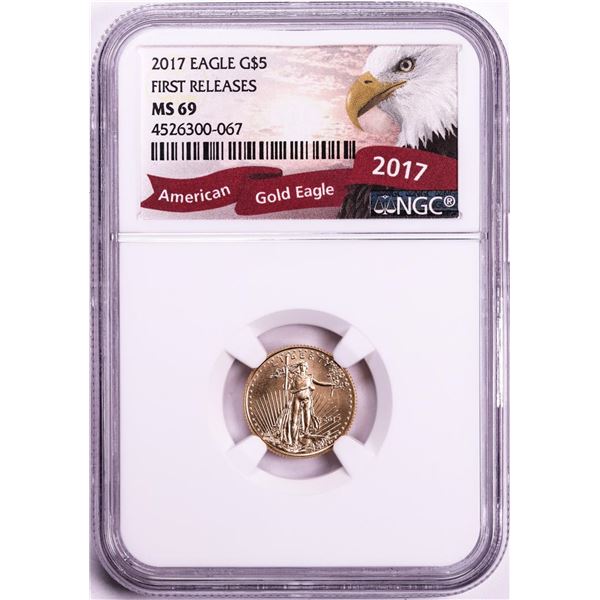 2017 $5 American Gold Eagle Coin NGC MS69 First Releases