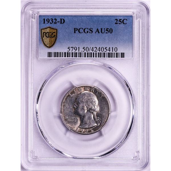 1932-D Washington Quarter Coin PCGS AU50