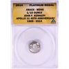 Image 1 : 2014 Proof 1/10 oz Platinum JFK Apollo 11 Anniversary Medal ANACS MS68