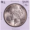 Image 1 : 1934-D $1 Peace Silver Dollar Coin