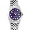Image 2 : Rolex Mens Stainless Steel Purple Diamond Datejust Oyster Perpetual Wristwatch