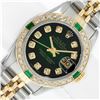 Image 1 : Rolex Ladies Two Tone Green Vignette Diamond & Emerald Datejust Wristwatch