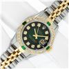 Image 2 : Rolex Ladies Two Tone Green Vignette Diamond & Emerald Datejust Wristwatch