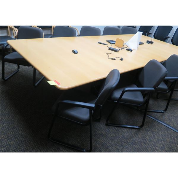 Conference Table 144"x60"x30"H & 10 Upholstered Arm Chairs (Contents not included)