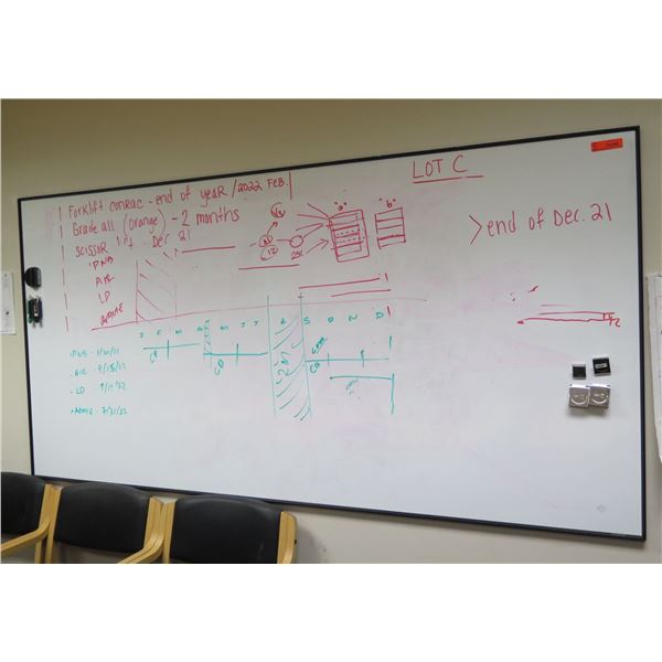 Dry Erase White Board Wall Mounted w/ Clips & Pens 95"x48"