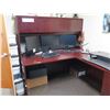 Image 3 : Wooden 'L' Shaped Desk w/ Hutch 72"x85"x67"H, File Drawers, Dell Monitors, Keyboard (Stand not inclu