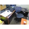 Image 1 : Wooden 'L' Shaped Desk 79"x35" w/ Rolling Chair & File Drawers (Contents not included)