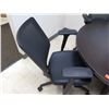 Image 3 : Round Black Table w/ 4 Haworth Rolling Office Armchairs (Contents not included)