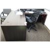 Image 1 : Wooden 'L' Shaped Desk 66"x78"x30"H w/ Rolling Chair (Contents not included)
