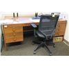 Image 1 : Wooden  Desk 75"x35"x29"H w/ Rolling Chair & File Drawers (Contents/Electronics not included)