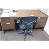 Image 1 : Wooden  Desk 66"x36"x30"H w/ Rolling Chair & File Drawers (Contents not included)