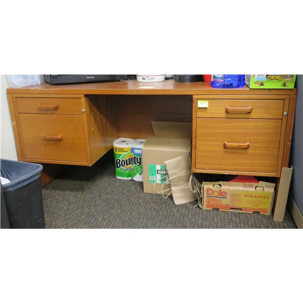 Wooden  Desk 61"x30"x28"H w/ File Drawers (Contents not included)
