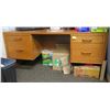 Image 1 : Wooden  Desk 61"x30"x28"H w/ File Drawers (Contents not included)
