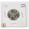 Image 1 : 1961 CANADIAN SILVER QUARTER (80% SILVER)