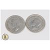 Image 2 : TWO 1940 CANADIAN SILVER QUARTERS (80%SILVER)