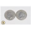 Image 2 : TWO 1940 CANADIAN SILVER QUARTERS (80%SILVER)