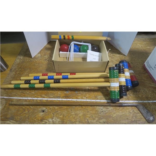 Croquet Set + Vintage Golf Club