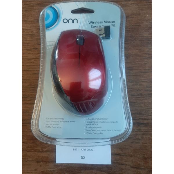 ONN WIRELESS COMPUTER MOUSE (RED)