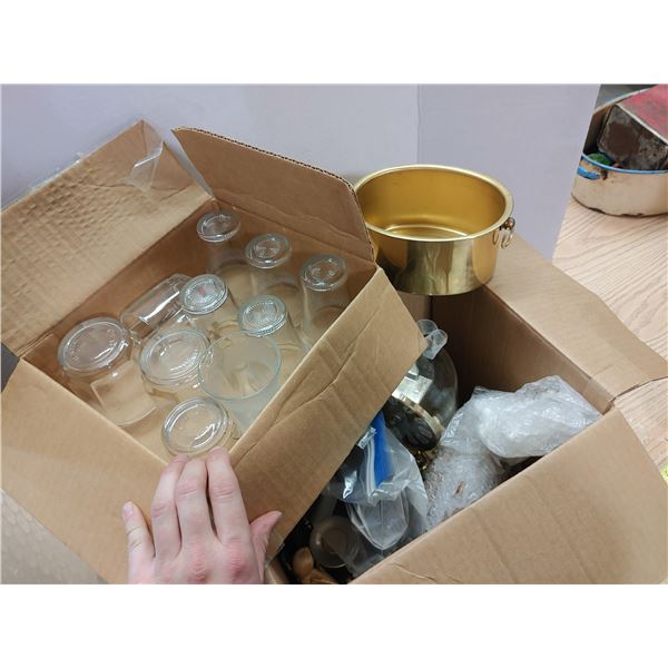 Box of Misc., Items, Quartz Clock, Candle Holders, ETC