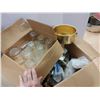 Image 1 : Box of Misc., Items, Quartz Clock, Candle Holders, ETC