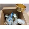 Image 3 : Box of Misc., Items, Quartz Clock, Candle Holders, ETC