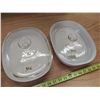 Image 3 : 3 White Corningware Dishes, 1 Matching Lid, 1 Mismatched Lid