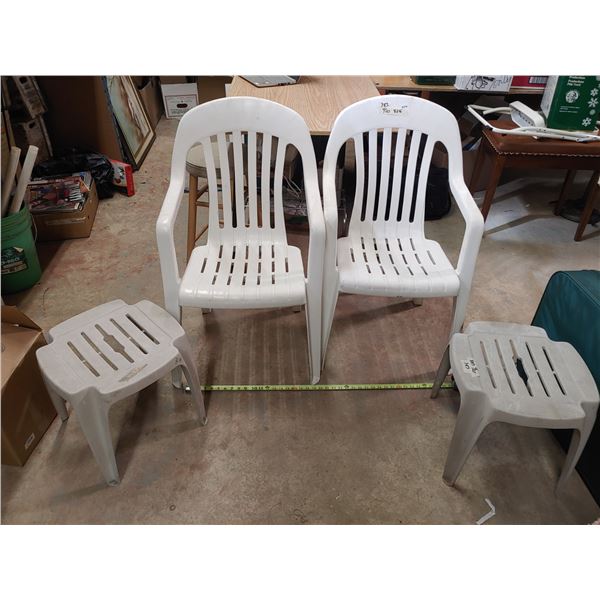 2 Patio / Lawn Chairs and 2 Tables